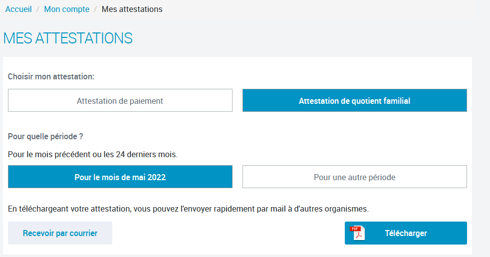 attestation caf quotient familial