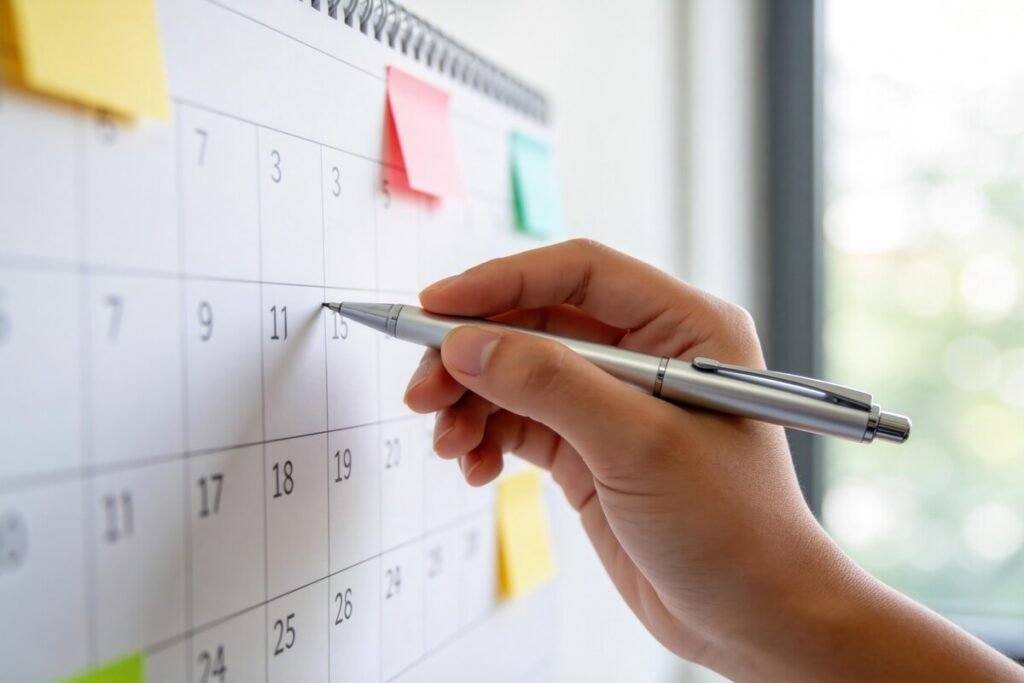 Suivi des dates clés sur un calendrier pour le cumul RSA et chômage